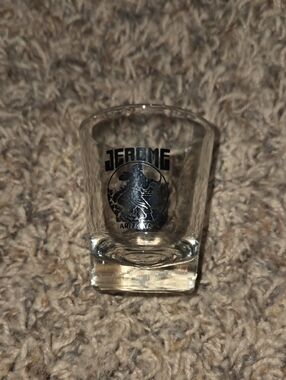 Jerome Arizona Souvenir Shot Glass - Clear Glass with Black Logo